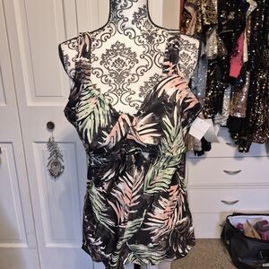 Raisins Curve Black and Pink Floral Tankini